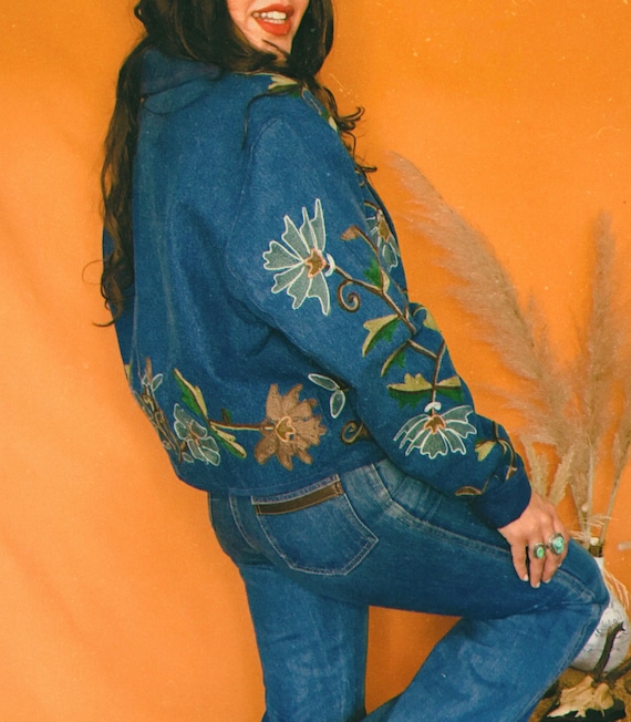 Embroidered oversized denim jacket - image 2