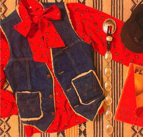 Wrangler denim sheepskin vest