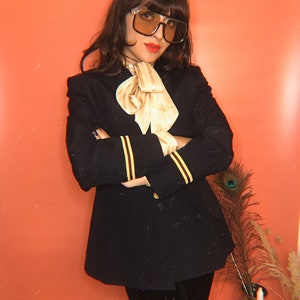 Navy breasted blazer with Yellow cord