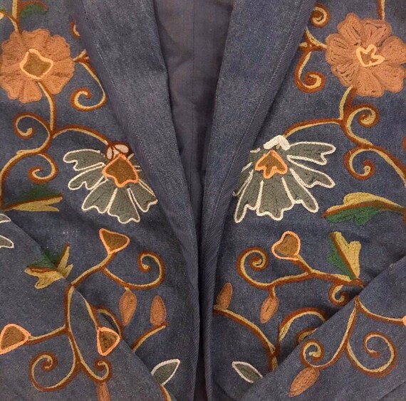 Embroidered oversized denim jacket - image 4