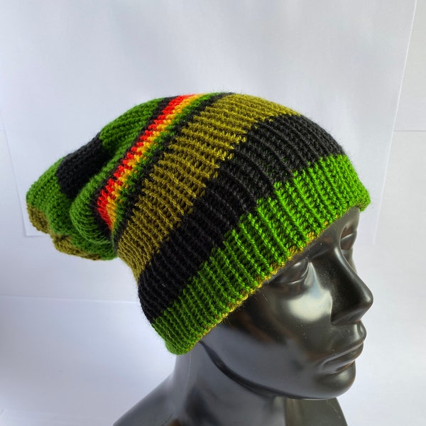 Bonnet rasta rayé double épaisseur, bonnet dreadlock, bonnet pour homme, chapeau rasta jamaïcain, bonnet à calotte, bonnet unisexe tricoté, tam, best-seller