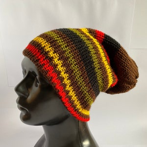 WHOLESALE, 10 or more, Striped Rasta double layered hat, dreadlock beanie, Mens beanie, Jamaican Rasta hat, Skullcap beanie, Knitted unisex