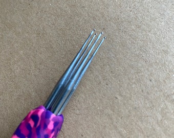 Handmade Four Hook Dreadlock Crochet Tool, 0.5mm Needle