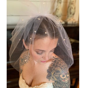 Birdcage Veil, Pearls and Tulle