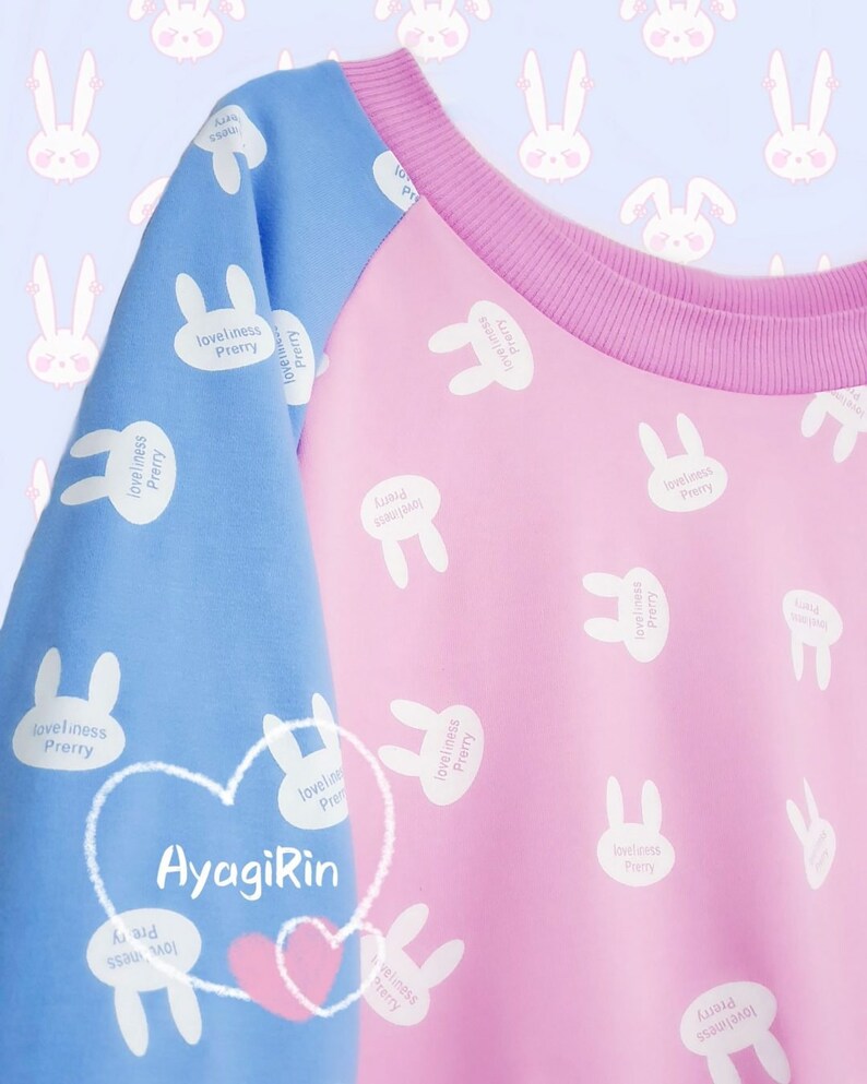 ADULTS Kawaii pink Rabbit print Cotton sweaterdress Harajuku | Etsy