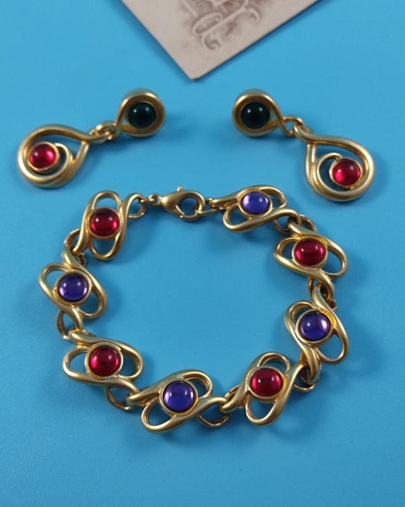 AVON signed Vintage Jewelry Set Bracelet Earrings… - image 8