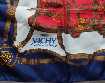 VYCHY Vintage Collectible Scarf signed 100% silk France 1980-1990-s