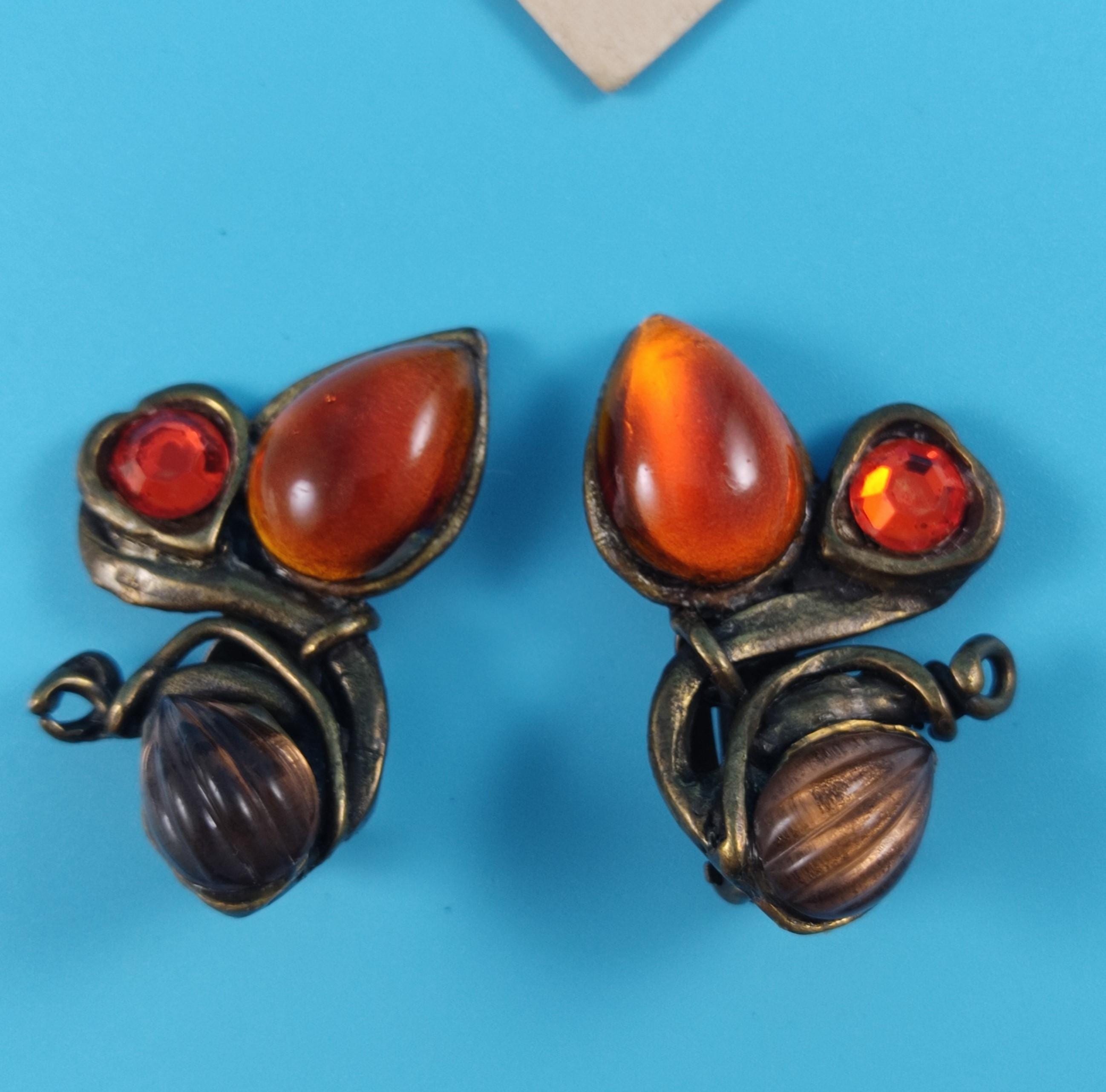 Boucles D'oreilles Clips En Bronze Vintage Années 90 - Couleur Dorée, Neuves Sans Emballage
