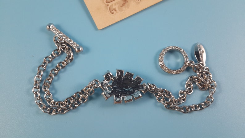 ANN TAYLOR signed Vintage Jewelry Bracelet Glass Silver tone Metal USA 1980-s image 4