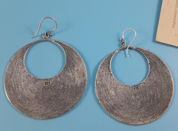 Boucles D'oreilles Vintage Signées Rebajes - Métal Argenté - Pièce De Collection