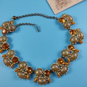 CHAREL サイン入り ヴィンテージ ジュエリー コレクター向けネックレス ガラス ルーサイト ゴールドトーン メタル USA 1960 年代