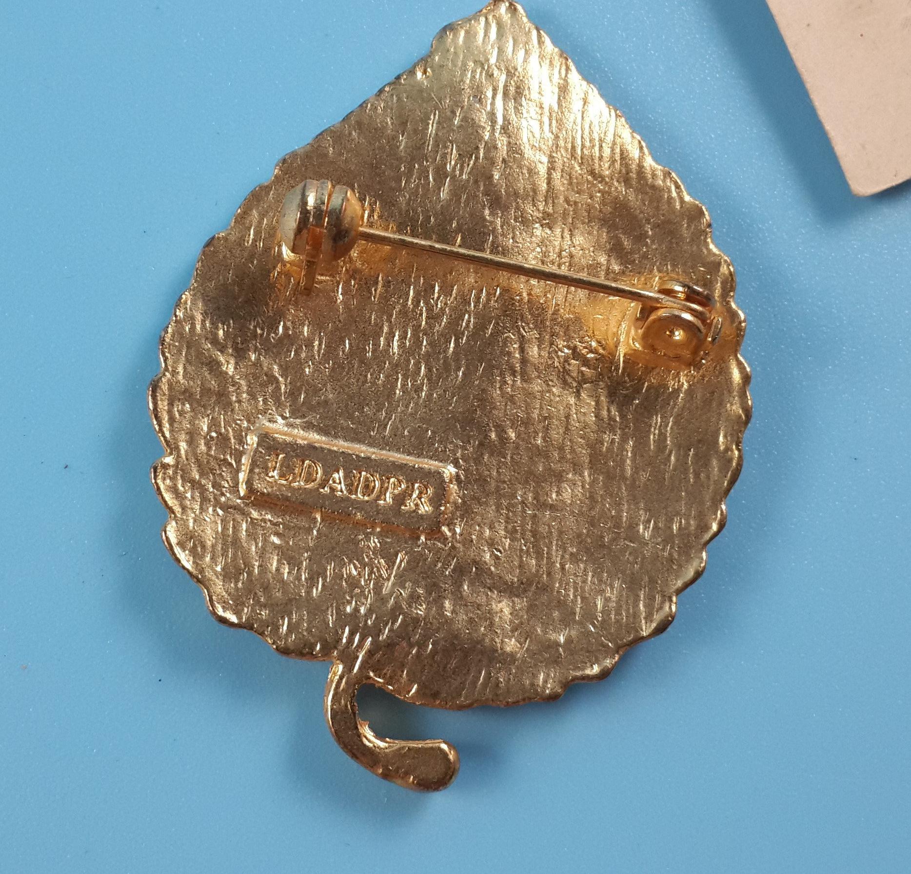 Broche Vintage Feuille - Années 80, Signée VPCP - Occasion