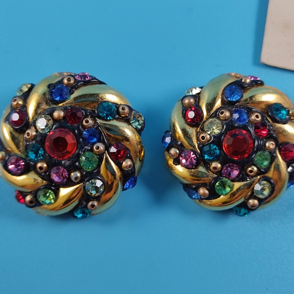 JACKY De G. style Vintage Jewelry Clips-on-Earrings France Paris 1980-s