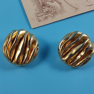 LES RARISSIMES firmato Vintage Jewelry Clip-on-Earrings Lega placcata oro Francia Parigi anni &#39;80