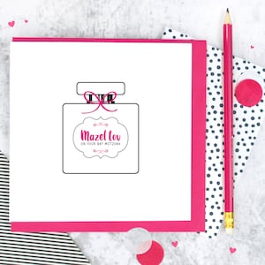Karta perfum Bat Mitzvah, dziewczyna Bat Mitzvah, różowa karta Bat Mitzvah
