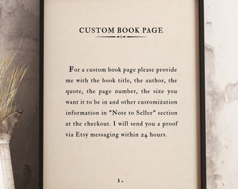 Custom Book Quote, Book Page Quote, Wall Art, Favourite Author, Inspirational Motivational Print, Book Page Print, Quote Art, Home Decor