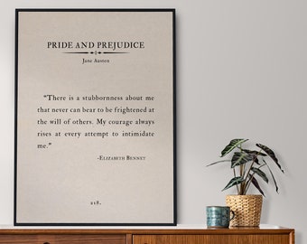 Pride and Prejudice Jane Austen Quote print - Elizabeth Bennet's quote Book Lover print, Quote Wall Art, Classic Literature Art Print