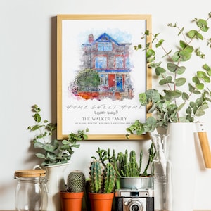 Watercolour Custom Home Portrait, Personalized House Portrait From Photo, Wall art, Home Decor, Housewarming Gift, First New Home Painting