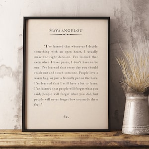 Maya Angelou Quote Print, Inspirational Motivational Print, Custom Text Print, Classic Book Page Print, Vintage Book Page Printable Poster