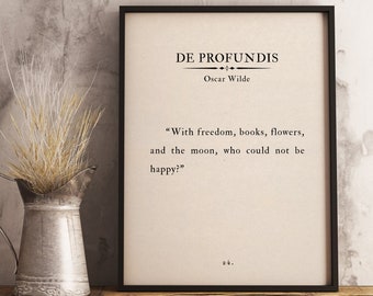 Oscar Wilde De Profundis - With freedom books flowers Inspirational Wall Art Book Page Print, Quote Art, Home Office Print, Boho art