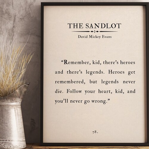 The Sandlot Legends Never Die Book Quote Wall Art Print Etsy