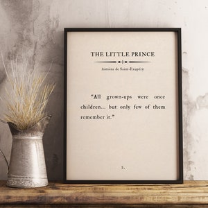 The Little Prince Quote, Inspirational Wall Art - Antoine de Saint-Exupery, Book Page Print - Motivational Home Decor - Inspirational Quote