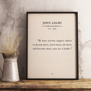 John Adams 2nd President USA Famous Love Book Quote, Inspirational Wall Art, Book Page Print Quote Art Home Decor Living Room Decorations