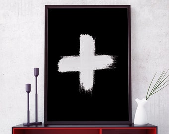 Swiss Cross Print, Black and White Geometric Poster (Digital Download)