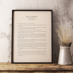 Alchemist Quote, Paulo Coelho Wall Art, Famous Quote, Inspirational Literature, Motivational Book Page Print, Quote Art, King of Salem
