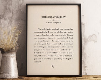 The Great Gatsby Quote Print, F. Scott Fitzgerald Wall Art (Digital Download)
