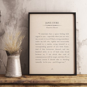 Jane Eyre Novel Quote Print Charlotte Bronte Classic Literature Art Print, Quote Wall Art, Book Poster, Inspirational Literature, Home Decor