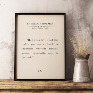 Sherlock Holmes Quote, Arthur Conan Doyle, Inspirational Wall Art, Famous Book Quote, Book Page Print, Quote Art, Home Decor, Watson