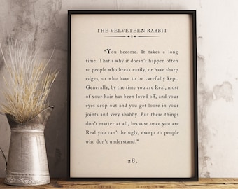 Velveteen Rabbit Quote Print | Inspirational Literary Wall Art Digital Download