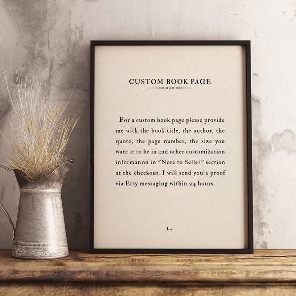 Custom Book Quote, Book Page Quote, Wall Art, Favourite Author, Inspirational Motivational Print, Book Page Print, Quote Art, Home Decor