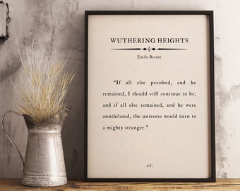 Wuthering Heights Quote Print, Emily Brontë, Classic Literature Art (Digital Download)