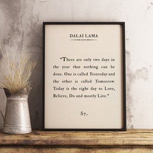 Cita de Dalai Lama, arte de pared, cita famosa, impresión motivacional inspiradora, impresión de página de libro, arte de cita, decoración del hogar