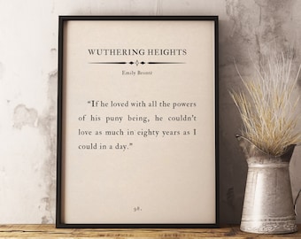 Wuthering Heights Quote Print, Emily Brontë Novel Art (Digital Download)