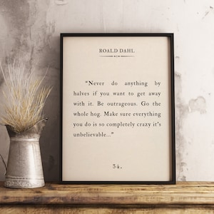 Roald Dahl Quote, Matilda, Wall Art, Famous Quote, Inspirational Literature, Favourite Book Page Print, Quote Art, Home Decor