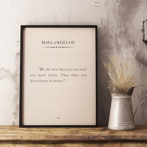 Maya Angelou Quote Print, Inspirational Motivational Print, Vintage Book Page Printable Poster, Custom Text Print, Classic Book Page Print