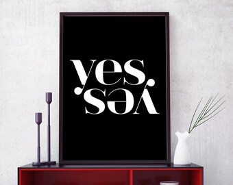 YES YES Zitat Print, skandinavische moderne Kunst (digitaler Download)