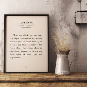 Jane Eyre Charlotte Bronte women empowerment  Book Poster, Classic Literature Art Print, Quote Wall Art, Inspirational Literature, Home Deco