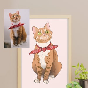 Custom Cartoon Pet Sketch, Personalized Pet Portrait, Illustration From Photo, Cat Digital Drawing, Pet drawing, Ink Art, Pet Memorial