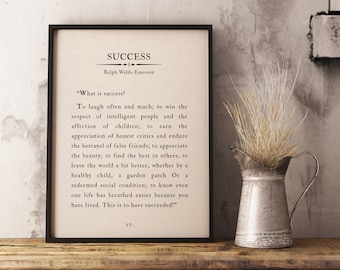 Ralph Waldo Emerson Poem Print, Success Quote Wall Art (Digital Download)