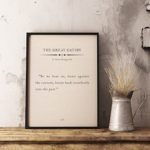 The Great Gatsby Scott Fitzgerald Vintage Book Page Print Quote - Inspiring Wall Art for Literary Enthusiasts, Home & Office Wall Decor