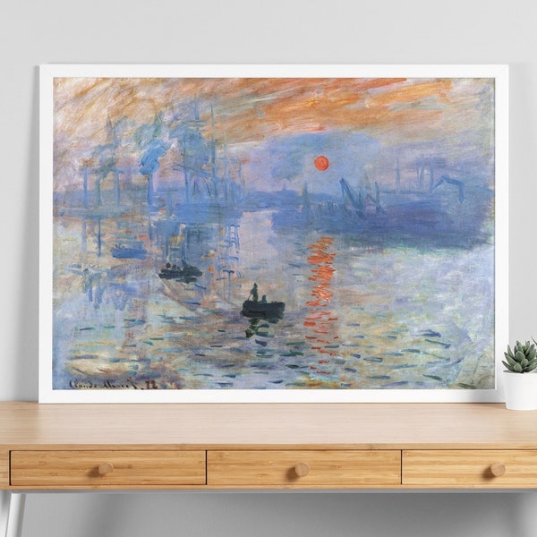Claude Monet's Impression, Sunrise 1872 famous painting, Impressionism, Classical Poster, Vintage Print, Modernism, Monet Wall Art Poster