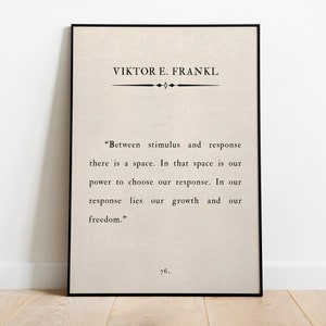Viktor E. Frankl - &quot;Between Stimulus and Response&quot;, Famous Quote, Home Decor, Vintage Book Page Style, Freedom, Inspirational Quotes