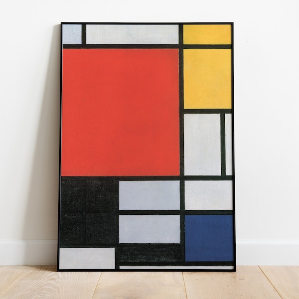 Piet Mondrian Composition with large red, yellow, black, gray and blue (1921) Famous Art Print, Colorful Abstract, Geometric Poster, Bauhaus