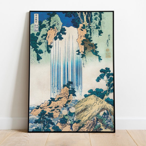 Hokusai's "Yoro Waterfall in Mino Province", Japanese Wood Print, Japanese Decor, Iconic Poster, Katsushika Hokusai, Modern Art, Ukiyo-e