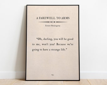 Hemingway Quote Print – A Farewell to Arms, Vintage Book Page (Digital Download)