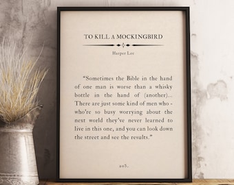 To Kill a Mockingbird, Harper Lee, Book Page Home Decor, Book Quote Wall Art, Digital Print, Bookworm Gift, Book Lover Present